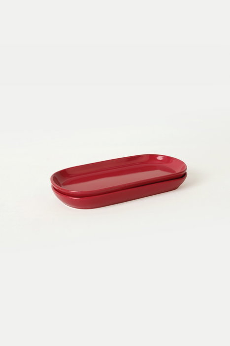Hermia ST080202F506A000000MAKYK00 Juego de Fuentes de Cerámica de 26 cm, Rojo